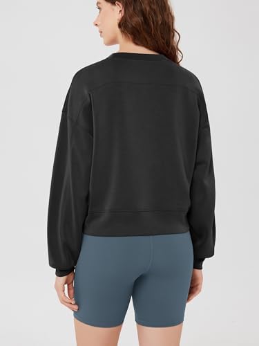 ODODOS Modal Soft Long Sleeve Cropped Sweatshirts For Women Oversized Crew Neck Pullover Crop Top