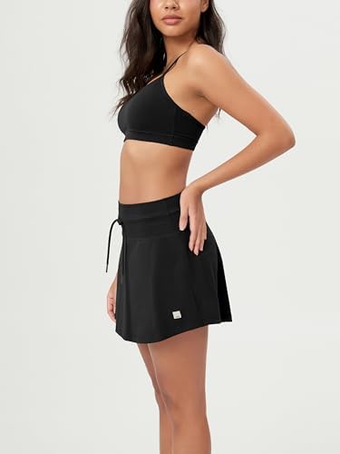 ODODOS Women's Drawstring Tie Daily Skirts Built-in Shorts Athletic Golf Tennis Skorts With Ball Pocket