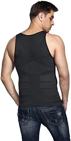 Odoland Mens 3 Pack Body Shaper Slimming Tummy Vest Thermal Compression Shirt Tank Top Shapewear