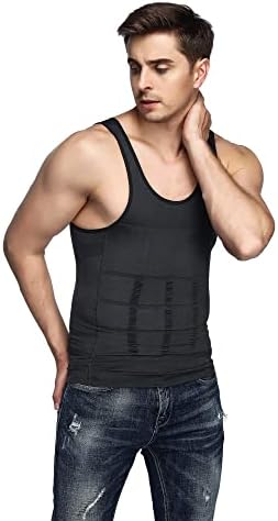 Odoland Mens 3 Pack Body Shaper Slimming Tummy Vest Thermal Compression Shirt Tank Top Shapewear