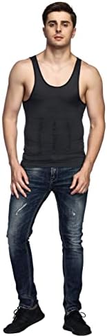 Odoland Mens 3 Pack Body Shaper Slimming Tummy Vest Thermal Compression Shirt Tank Top Shapewear