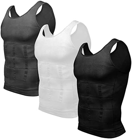 Odoland Mens 3 Pack Body Shaper Slimming Tummy Vest Thermal Compression Shirt Tank Top Shapewear Odoland Mens 3 Pack Body Shaper Slimming Tummy Vest Thermal Compression Shirt Tank Top Shapewear