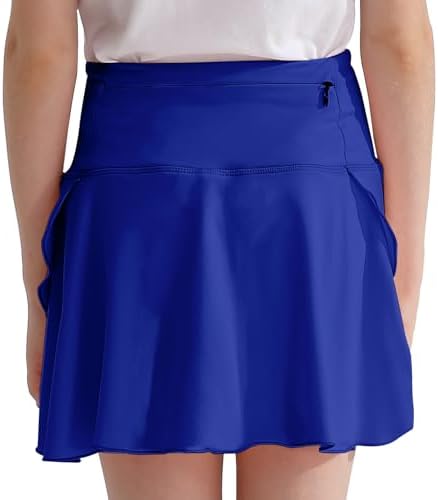 OEBLD Girls Athletic Skort High Waist Tennis Skirts With Shorts Butterfly Ruffle School Skirts With Pockets