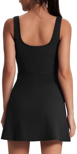 OFEEFAN Athletic Dress For Women Mini U Neck Sleeveless Built In Shorts With Pockets Tennis Golf Graduation