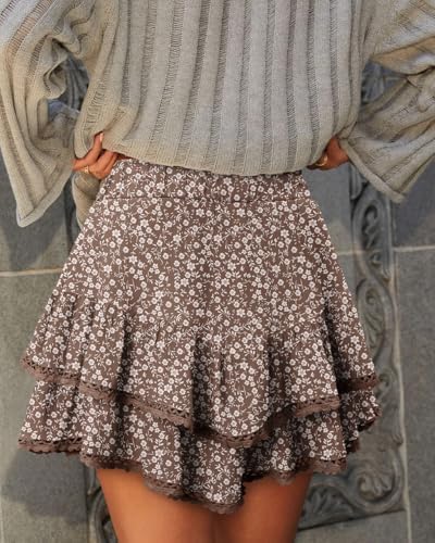 Onlypuff Flowy Shorts For Women Ruffle Skorts Mini Skirts High Waisted Teen Gilrs Tennis Skort Summer Shorts