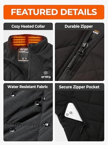 ORORO Quilted Heated Vest For Women Lightweight Quilted Heating Vest With Battery (Charger Not Included)