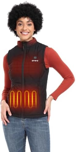 ORORO Quilted Heated Vest for Women Lightweight Quilted Heating Vest with Battery (Charger Not Included)