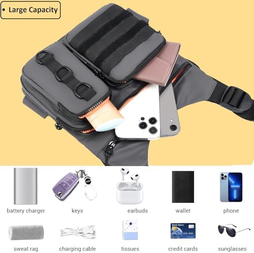 Outdoor Chest Bag For Men Lightweight Running Vest With Water Bottle Pocket EDC Chest Pack For Hiking Cycling