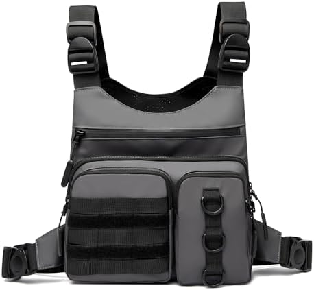 Outdoor Chest Bag for Men Lightweight Running Vest with Water Bottle Pocket EDC Chest Pack for Hiking Cycling