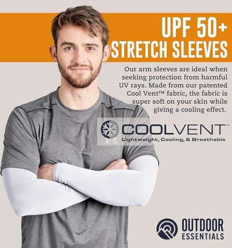 OutdoorEssentials UV Sun Protection Arm Sleeves - Compression Arm Sleeve UV Arm Sleeves Men Women - Golf Cooling Sleeves
