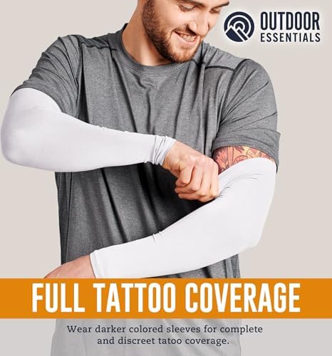 OutdoorEssentials UV Sun Protection Arm Sleeves - Compression Arm Sleeve UV Arm Sleeves Men Women - Golf Cooling Sleeves