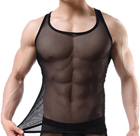 OUYE Men's Mesh See-Through Tank Top Vest OUYE Men's Mesh See-Through Tank Top Vest