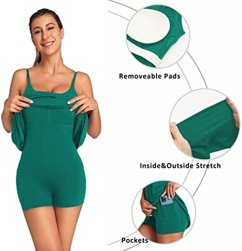 OVRUNS Women's Tennis Dress Built-in Bra & Shorts Exercise Workout Golf Athletic Dress With Pockets