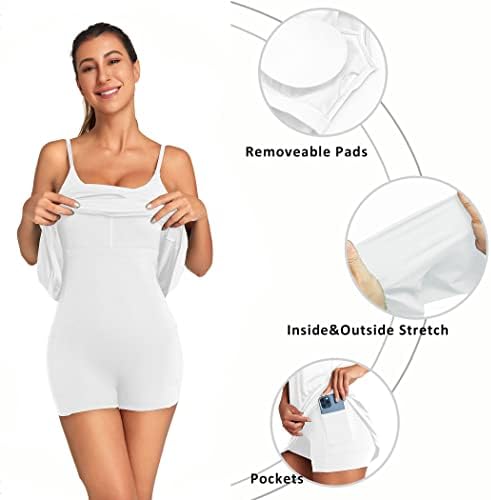 OVRUNS Women's Tennis Dress Built-in Bra & Shorts Exercise Workout Golf Athletic Dress With Pockets