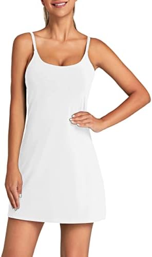 OVRUNS Women's Tennis Dress Built-in Bra & Shorts Exercise Workout Golf Athletic Dress with Pockets