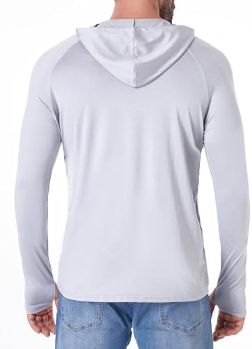 OYGSieg Men's Athletic Hoodies Long Sleeve Fishing Shirts For Men UPF 50+ SPF UV Sun Protection Shirts Rash Guards
