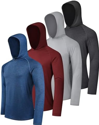 OYGSieg Men's Athletic Hoodies Long Sleeve Fishing Shirts for Men UPF 50+ SPF UV Sun Protection Shirts Rash Guards