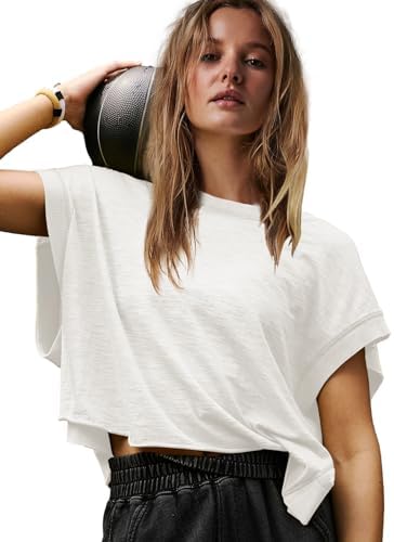 Panadila Womens Open Back Workout Top Oversized Workout T Shirts Backless Athletic Shirt Short Sleeve Baby Tee