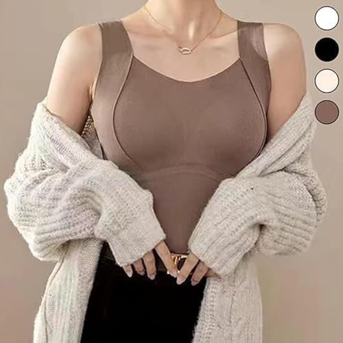 Patiyu Shop Built Bra Cashmere Warm Sweater Women 2 In 1 Warming Vest Patiyu Thickened Warm Tank Top With Shelf Bra