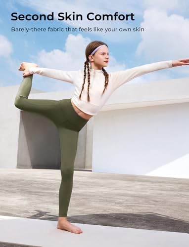 PATPAT Girls Athletic Leggings With Pocket Buttery-Soft & Ultra-Stretchy Yoga Pants For Running Dance Workout Casual