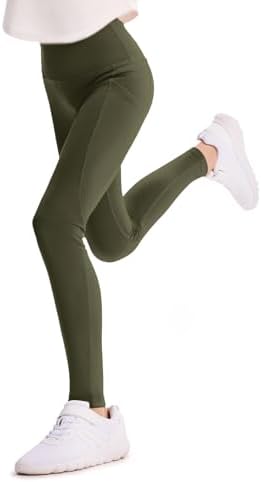 PATPAT Girls Athletic Leggings with Pocket Buttery-Soft & Ultra-Stretchy Yoga Pants for Running Dance Workout Casual
