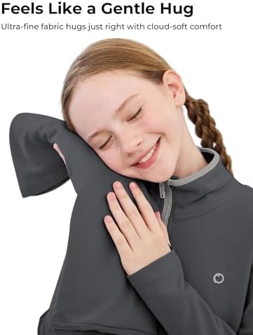 PATPAT Kids Heat-Retaining Sweatshirt Cloud-Soft Smart-Thermal Quarter-Zip Sweater Mock Neck Pullover With Thumb-hole Cuffs