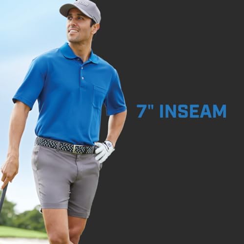 PGA TOUR Mens 7” Flat Front Performance Stretch Golf Shorts With Active Waistband