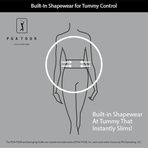 PGA TOUR Women's Stretch Golf Pants With Pull-on Waist 31" & 32" Inseams Tummy Control Moisture-Wicking Sun Protection