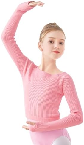 Phoeswan Kids Girl's Ballet Sweater Soft Warm Up Active Sweater Pullover Dance Sweater for Leotards