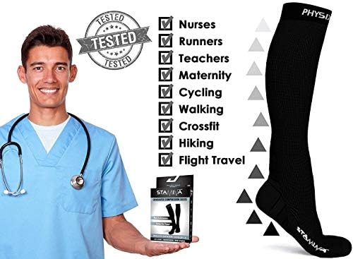 Physix Gear Compression Socks 20-30 MmHg - Men & Women - Running Nurses Shin Splints Flight Travel