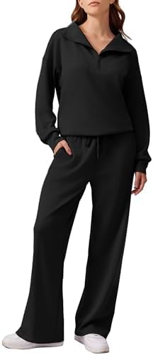 PINSPARK 2 Piece Sets for Women 2025 Fall Outfits Sweatsuit Oversized Sweatshirt Wide Leg Sweatpants Matching Set Tracksuit