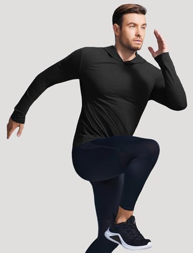 PINSPARK Men's Hoodies Lightweight Pullover Long Sleeve Athletic Sweatshirts For Gym Workout Comfort Thin Plain Hoodie
