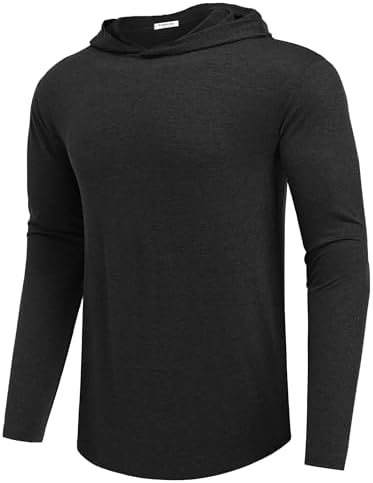PINSPARK Men's Hoodies Lightweight Pullover Long Sleeve Athletic Sweatshirts for Gym Workout Comfort Thin Plain hoodie