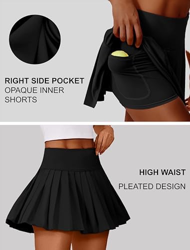 PINSPARK Pleated Tennis Skirts For Women High Waist Golf Skirt Lightweight Mini Athletic Skorts For Pickleball Workout