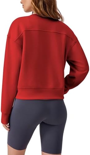 PINSPARK Soft Crewneck Cropped Sweatshirt For Women Long Sleeve Relaxed Lightweight Basic Crop Tops 2025