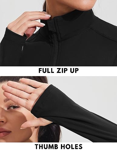 PINSPARK Women's Athletic Jackets Slim Fit Workout Jacket Full Zip Up Running Gym Yoga Sports Tops With Pockets