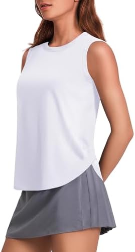PINSPARK Workout Tank Tops Woman UPF 50+ Yoga Tanks Quick Dry Sleeveless Gym Shirts with Side Slits Loose Fit Athletic Top