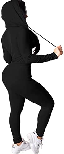 PINSV Women Two Piece Outfits Workout Sets Bodycon Tracksuit Long Sleeve Zip Up Hoodie Jacket Jogger Matching Sweat Pants Set