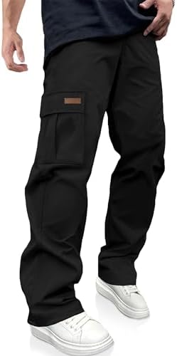 PLEPAN Men's Casual Cargo Pants Drawstring Hiking Pants Workout Tactical Joggers Sweatpants for Men