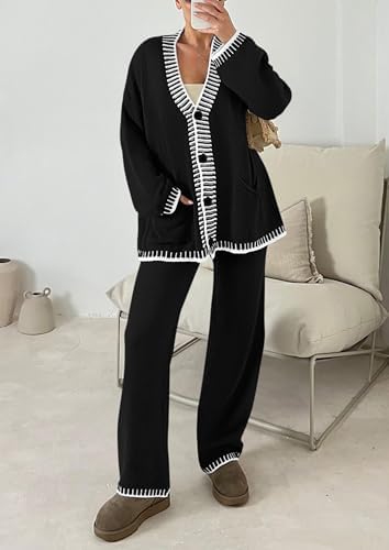 PRETTYGARDEN Lounge Sets For Women Fall 2025 Loungewear 2 Piece Outfits Cardigan Sweaters Track Suit Matching Winter Clothing