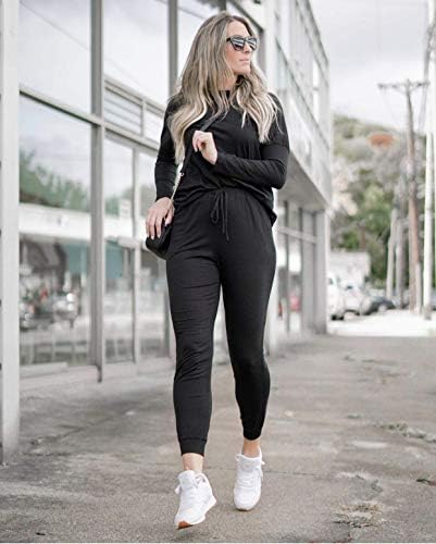 PRETTYGARDEN Women Fall 2 Piece Lounge Outfit Long Sleeve Tops High Waisted Jogger Pants Set Spring Travel Clothes Tracksuit