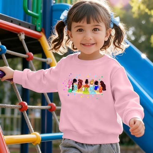 Princess Sweatshirt For Girls Little Girls Pullover Long Sleeve Shirt Cute Toddler Kids Fall Tops 2-8 Years