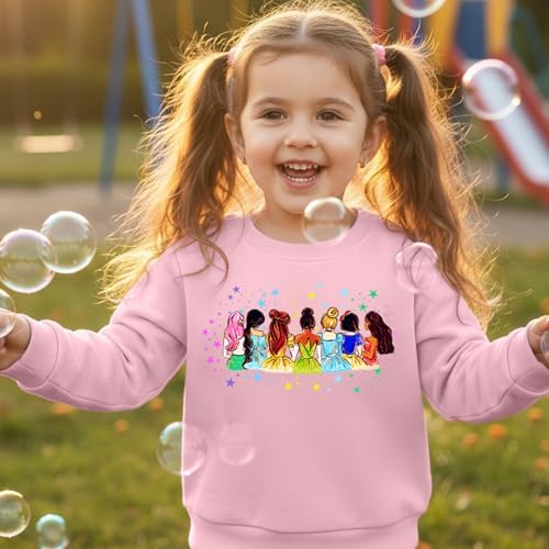 Princess Sweatshirt For Girls Little Girls Pullover Long Sleeve Shirt Cute Toddler Kids Fall Tops 2-8 Years