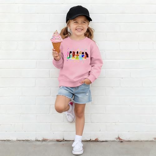 Princess Sweatshirt For Girls Little Girls Pullover Long Sleeve Shirt Cute Toddler Kids Fall Tops 2-8 Years
