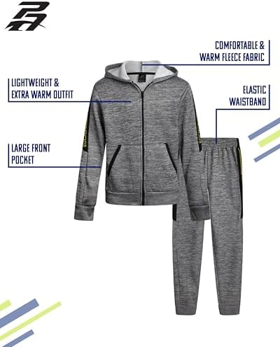 Pro Athlete Boys Tracksuit Set - 2 Piece Fleece Boys Zip Up Hoodie And Jogger Sweatpants - Athletic Outfit (Sizes: 8-12)