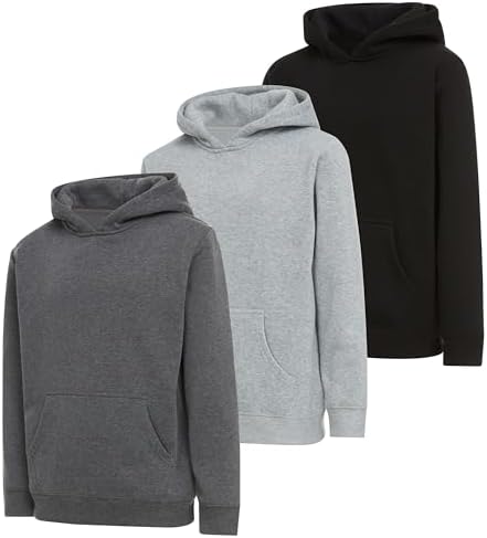 PURE CHAMP Boys Hoodies 3 Pack Fleece Pullover & Zip-Up Sweatshirts for Boys Kids Youth Plain Basic Everyday Wear Sizes 4-20