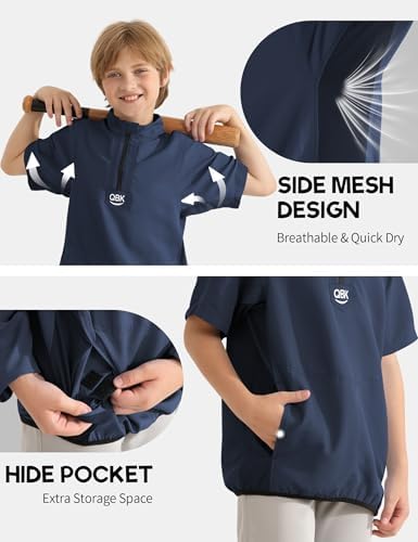 QBK 2T-17Y Toddler Baseball Cage Jacket Kids Batting Pullover Youth Windbreaker For Boys And Girls