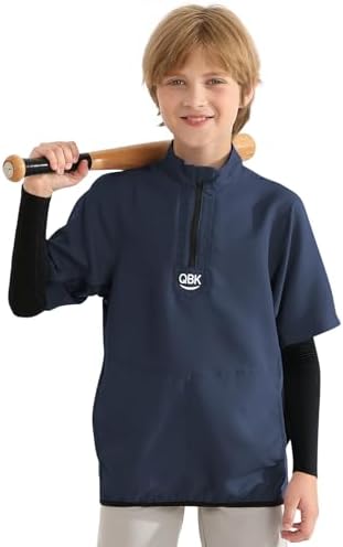 QBK 2T-17Y Toddler Baseball Cage Jacket Kids Batting Pullover Youth Windbreaker for boys and girls