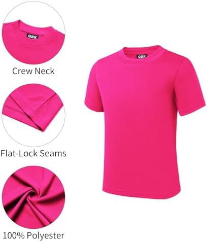 QBK 2T To Youth Neon Shirt Kids UPF 50+ Dry Fit Athletic Short Sleeve Rash Guard T Shirts For Boys Girls Sports Undershirt