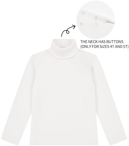 QBK Girls' Long Sleeve Turtleneck T-Shirt Kids Basic High Neck Casual Trendy Soft Base Layer Tee Tops(4t-12Years)